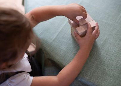 Child playing with blocks