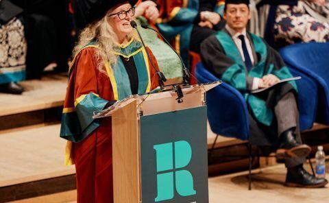 Sacha presenting at the University of Roehampton graduation ceremony
